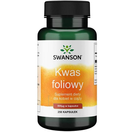 Swanson Kwas Foliowy 800 mcg 250 kapsułek
