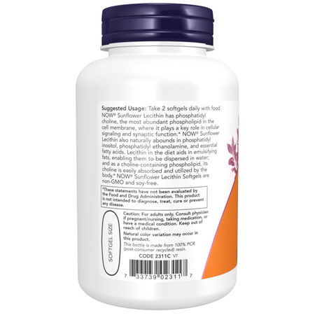 Now Foods Lecytyna Słonecznikowa 1200 mg 100 kapsułek