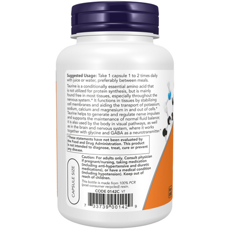 Now Foods Tauryna 1000 mg Double Strength 250 veg kapsułek