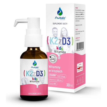 Avitale Witamina K2 + D3 Kids (Vita MK7) 25 mcg + D3 400 IU 30 ml krople