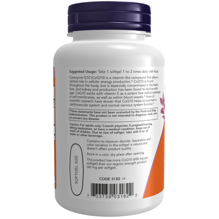 Now Foods Koenzym Q10 600 mg Maximum Strength 60 kapsułek
