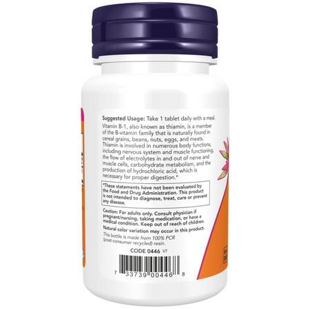 Now Foods Witamina B1 (Tiamina) 100 mg 100 tabletek