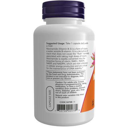 Now Foods Niacyna (Niacinamide) 500 mg 100 kapsułek