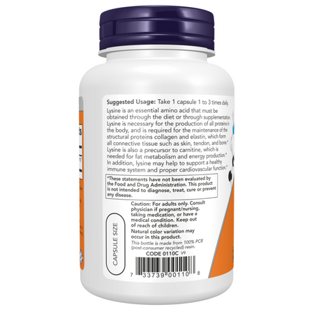 Now Foods L-Lysine 500 mg 100 veg kapsułek
