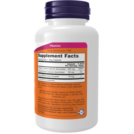 Now Foods Witamina C 500 mg Ascorbate-C 250 kapsułek