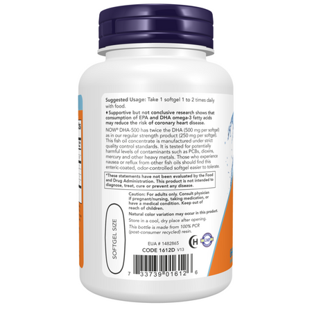 Now Foods DHA-500 Fish Oil Double Strength 180 kapsułek