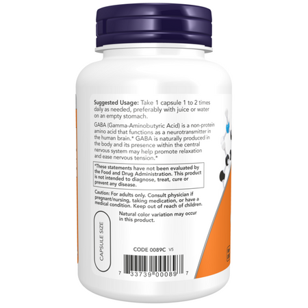 Now Foods GABA 750 mg 100 veg kapsułek
