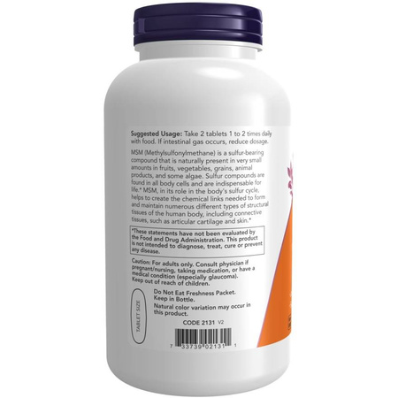 Now Foods MSM Metylosulfonylometan 1500 mg 100 tabletek