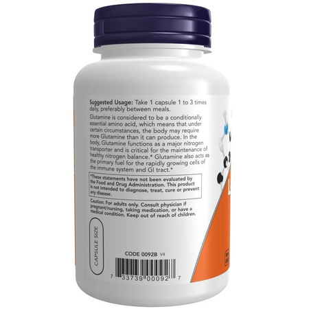 Now Foods L-Glutamine 500 mg 120 veg kapsułek