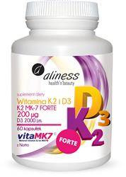 Aliness Witamina K2 MK-7 200 mcg z Natto + D3 2000 iu FORTE 60 kapsułek