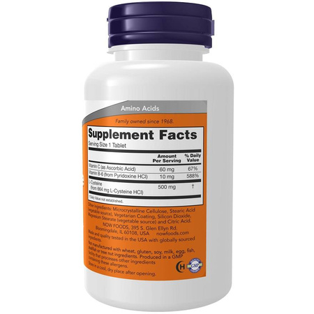 Now Foods L-Cysteina 500 mg 100 tabletek