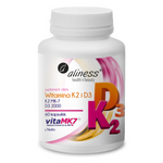 Aliness Witamina K2 MK-7 100 mcg z Natto + D3 2000 iu 60 kapsułek