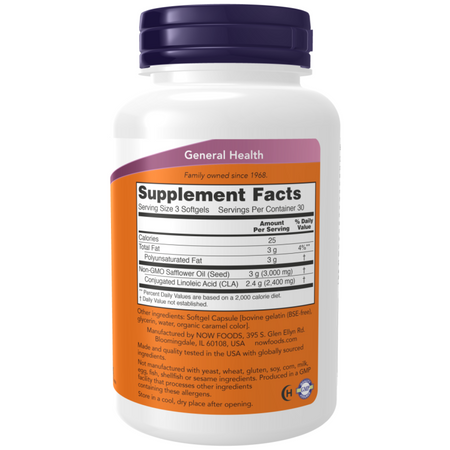 Now Foods CLA (Sprzężony Kwas Linolowy) 800 mg 180 kapsułek