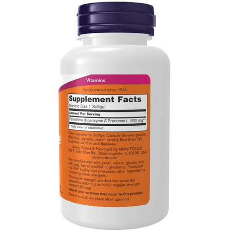 Now Foods Pantethine Double Strength 600 mg 60 kapsułek