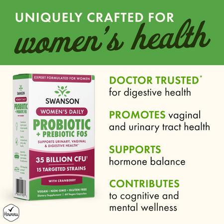 Swanson Womens Daily Probiotic + Prebiotic FOS 60 kapsułek