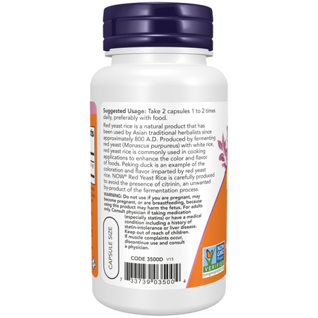 Now Foods Czerwony Ryż (Red Yeast Rice) 600 mg 120 kapsułek