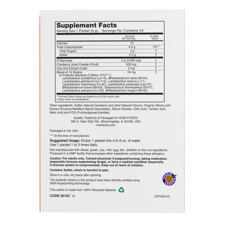 Now Foods Cranberry Mannose + Probiotics 24 saszetki