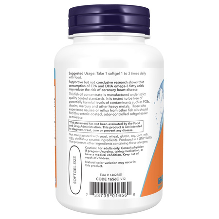 Now Foods Omega-3 Molecularly Distilled Enteric Coated 180 kapsułek