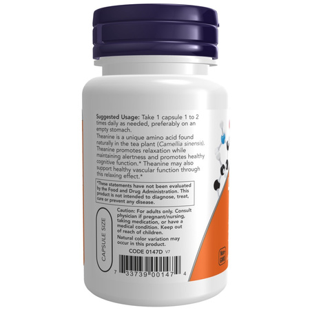 Now Foods L-Theanine 200 mg Double Strength 120 kapsułek