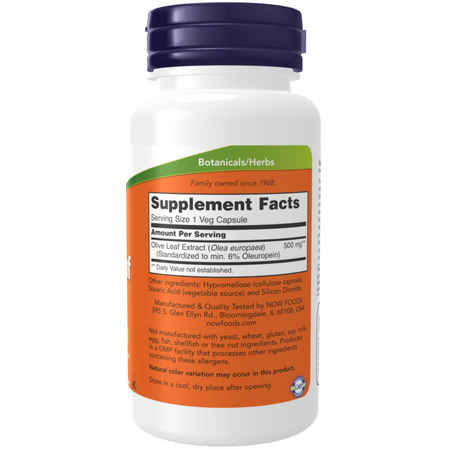 Now Foods Olive Leaf 500 mg Extract 60 kapsułek