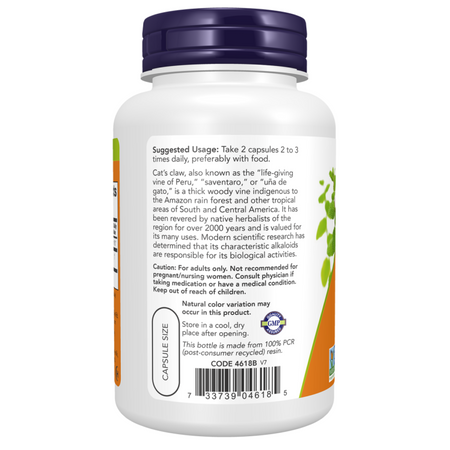 Now Foods Koci Pazur (Cat's Claw) 500 mg 250 kapsułe