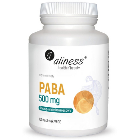 Aliness PABA (Kwas p-aminobenzoesowy) 500 mg 100 tabletek vege