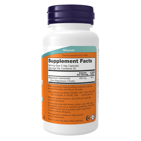 Now Foods Magnesium Citrate 240 veg kapsułek