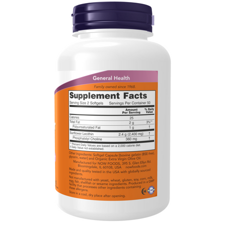 Now Foods Lecytyna Słonecznikowa 1200 mg 200 kapsułek