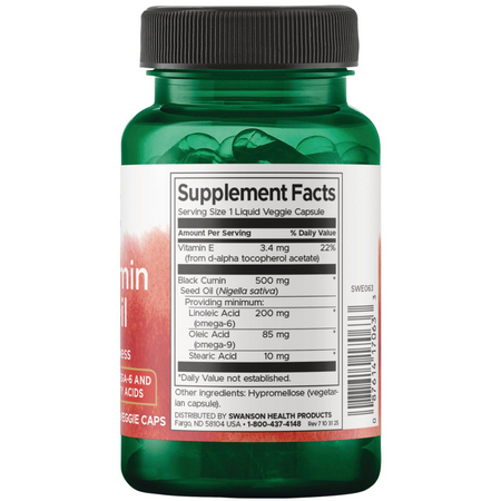 Swanson Czarny Kmin (Black Cumin) Olej 500 mg 60 kapsułek