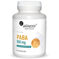 Aliness PABA (Kwas p-aminobenzoesowy) 500 mg 100 tabletek vege