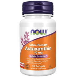 Now Foods Astaksantyna (Astaxanthin) Extra Strength 10 mg 30 kapsułek