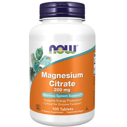 Now Foods Cytrynian Magnezu 200 mg 100 tabletek