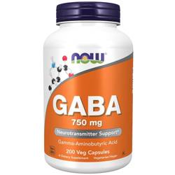 Now Foods GABA (Kwas Gamma Aminomasłowy) 750 mg 200 kapsułek