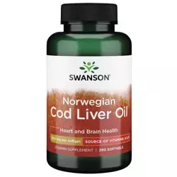 Swanson Olej z wątroby Dorsza (Norwegian Cod Liver Oil) 350 mg 250 kapsułek